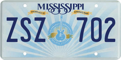 MS license plate ZSZ702