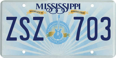 MS license plate ZSZ703