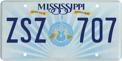 MS license plate ZSZ707