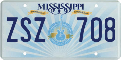MS license plate ZSZ708