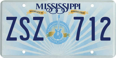 MS license plate ZSZ712