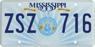 MS license plate ZSZ716