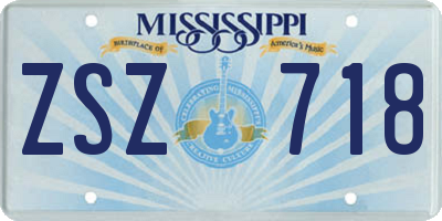 MS license plate ZSZ718