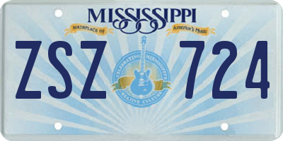 MS license plate ZSZ724