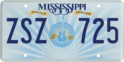 MS license plate ZSZ725