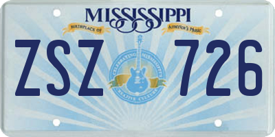 MS license plate ZSZ726