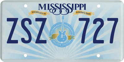 MS license plate ZSZ727