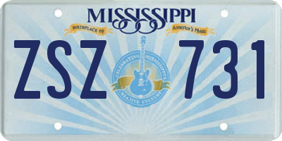 MS license plate ZSZ731