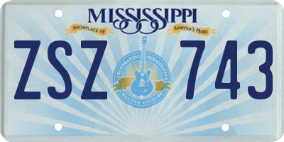 MS license plate ZSZ743