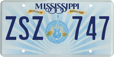 MS license plate ZSZ747