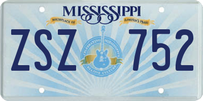 MS license plate ZSZ752