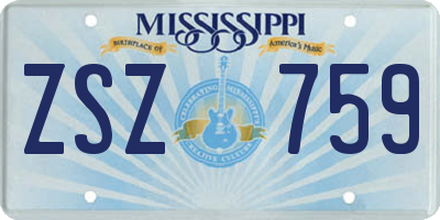 MS license plate ZSZ759