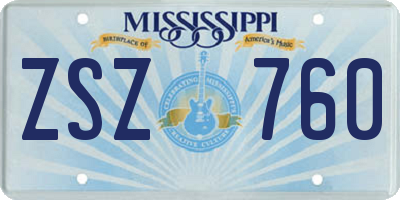 MS license plate ZSZ760