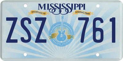 MS license plate ZSZ761