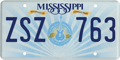 MS license plate ZSZ763