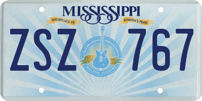 MS license plate ZSZ767