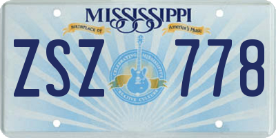 MS license plate ZSZ778