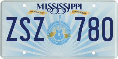MS license plate ZSZ780