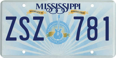 MS license plate ZSZ781