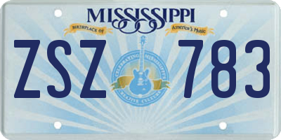 MS license plate ZSZ783