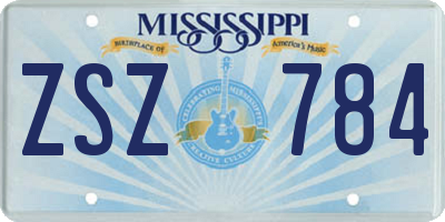 MS license plate ZSZ784