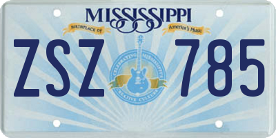 MS license plate ZSZ785
