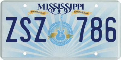 MS license plate ZSZ786