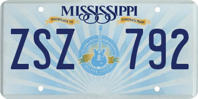 MS license plate ZSZ792