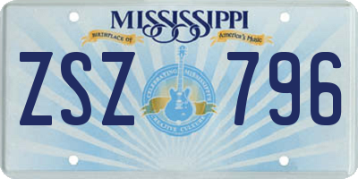 MS license plate ZSZ796