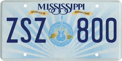 MS license plate ZSZ800