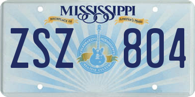 MS license plate ZSZ804