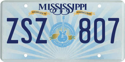 MS license plate ZSZ807