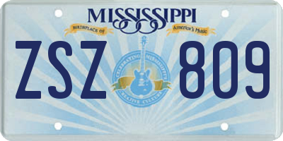 MS license plate ZSZ809