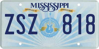 MS license plate ZSZ818