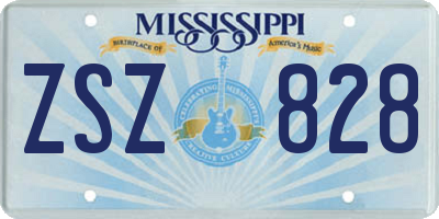 MS license plate ZSZ828