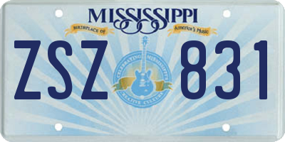 MS license plate ZSZ831