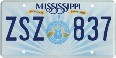 MS license plate ZSZ837