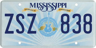 MS license plate ZSZ838