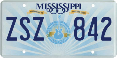 MS license plate ZSZ842