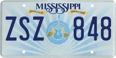 MS license plate ZSZ848