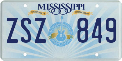 MS license plate ZSZ849