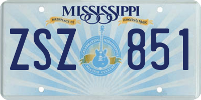 MS license plate ZSZ851