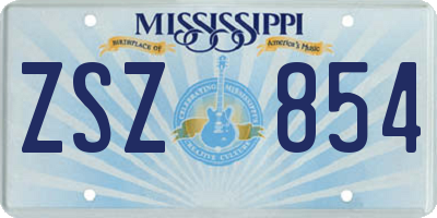 MS license plate ZSZ854