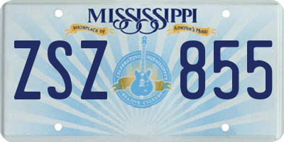 MS license plate ZSZ855