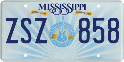 MS license plate ZSZ858
