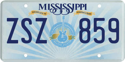 MS license plate ZSZ859
