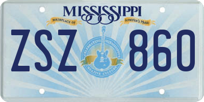MS license plate ZSZ860