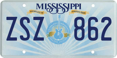 MS license plate ZSZ862