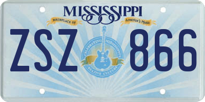 MS license plate ZSZ866