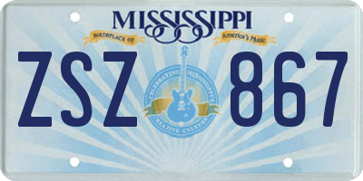 MS license plate ZSZ867